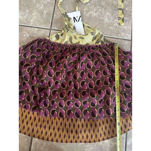 NWT Zara XS Printed Halter Neck Tunic Blouse Tiered Metallic Accent - Picture 6 of 6